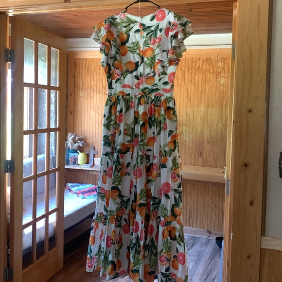 Women's Ivy City Co. Trixie Dress in Citrus Maxi Tiered A-line Size 10 - Picture 6 of 10